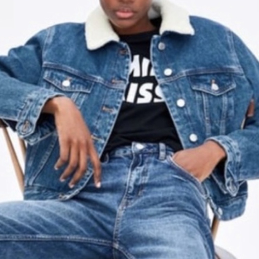 Zara TRF Fleece Lined Denim Jacket